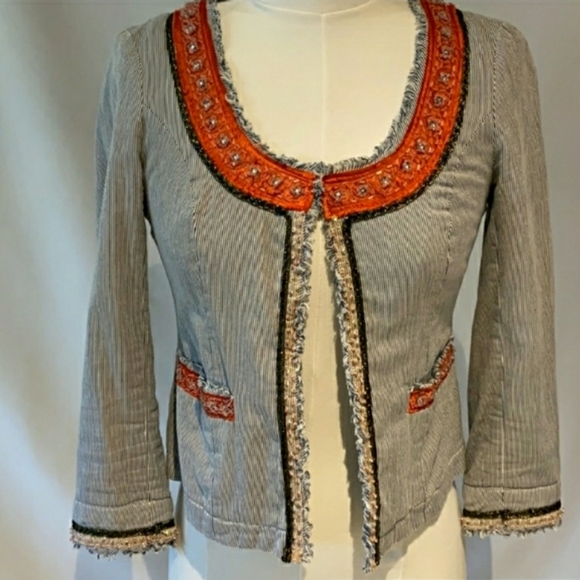 Vintage Free People Beaded Pin Stripe Jacket - Picture 10 of 13